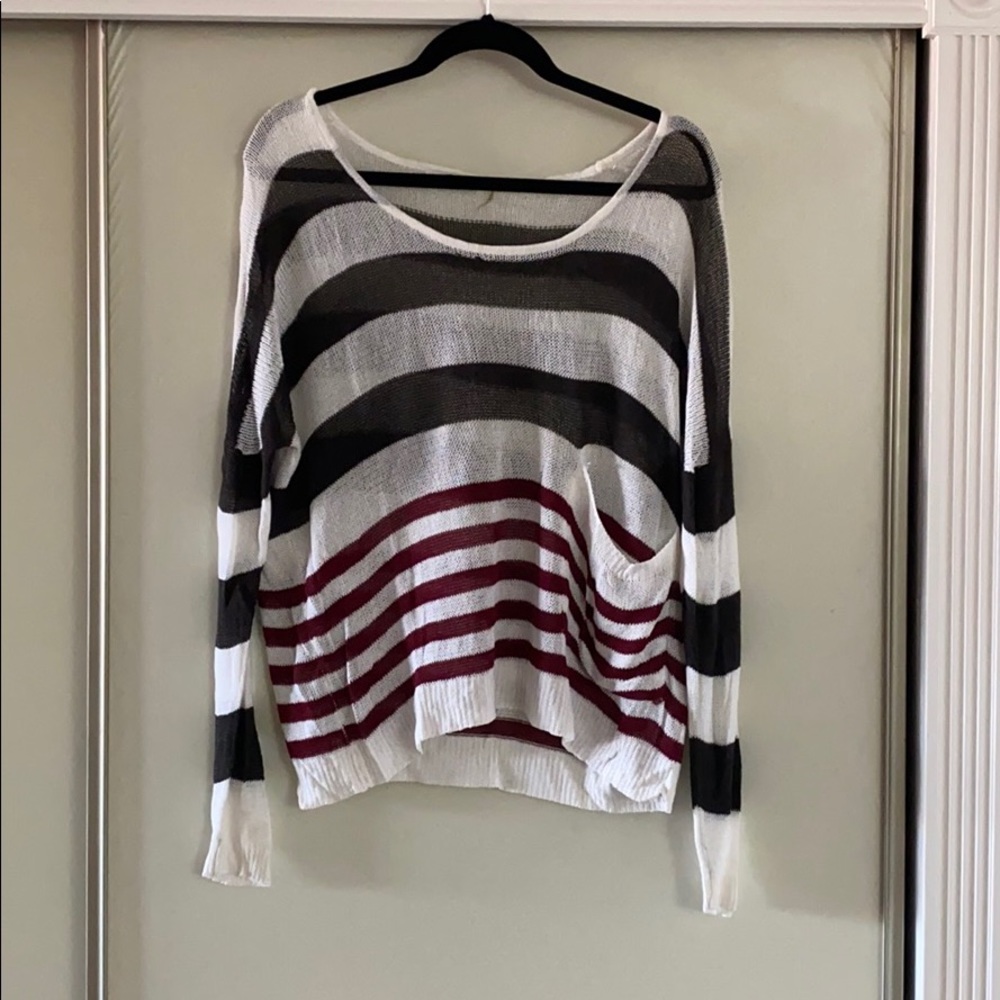 Cecilio Black, White and Red Striped Top